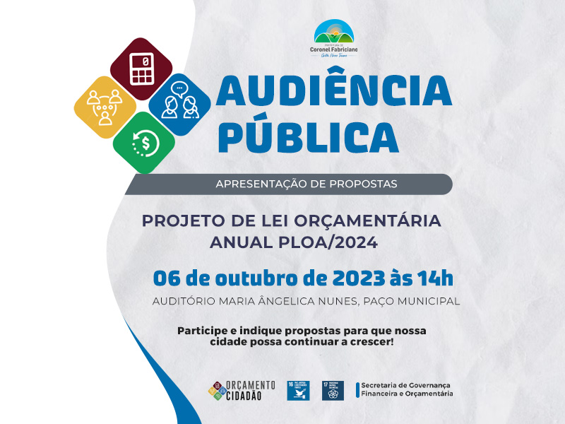 Prefeitura de Fabriciano apresenta proposta de Peça Orçamentária para 2024 em audiência pública