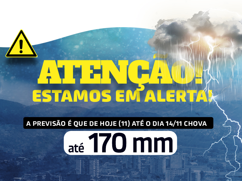 Defesa Civil de Fabriciano mantém alerta para chuvas para os próximos dias