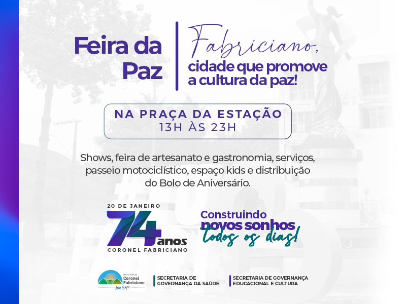 Aniversário de Fabriciano será marcado pela Feira da Paz e entrega do Centro de Especialidades Médicas